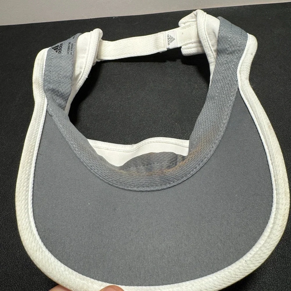 Adidas Visor Hat Cap White 3 Stripes Aeroready Strap Back Sun Tennis Athletic‎